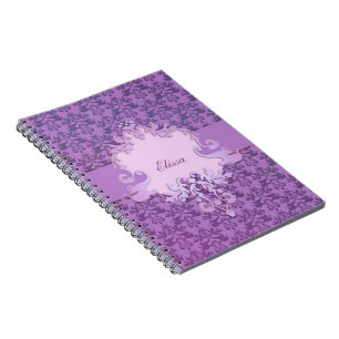 Elephant Damask lila personalisiertes Notebook Notizblock