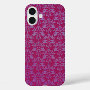 Elephant Damask lila rotes iPhone 16 Plus Hülle