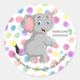 Elephant danke Ihnen BURTHDAY POKER DOTS Runder Aufkleber