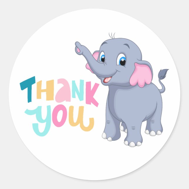 Elephant Danke, Sticker, Niedliches Etikett Runder Aufkleber (Vorderseite)