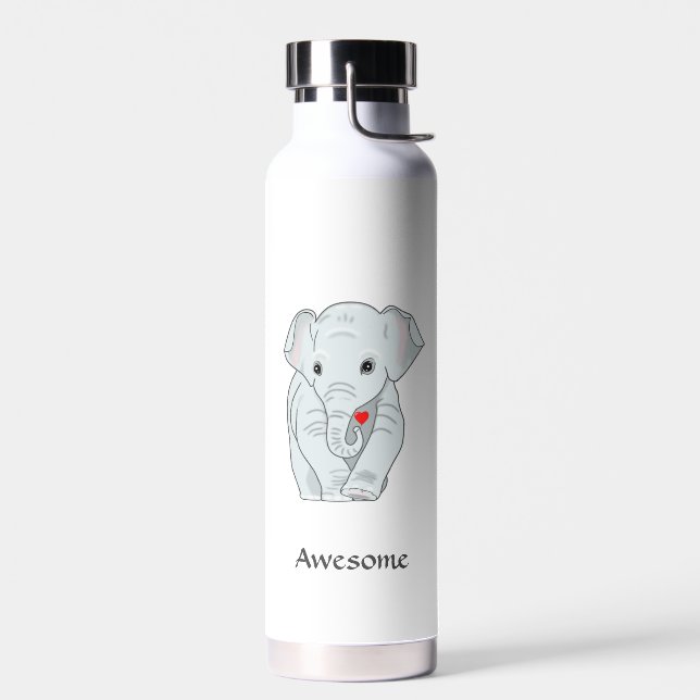 Elephant de Beautifil sur bouteille d'eau blanche (Gauche)
