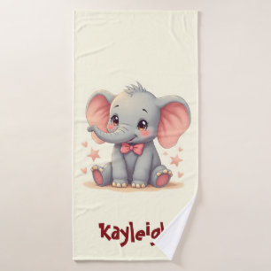 Éléphant de bébé mignon avec un nœud rose