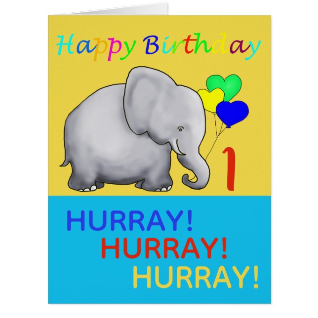 Eléphant de coeur personnalisé 1er anniversaire (Devant)