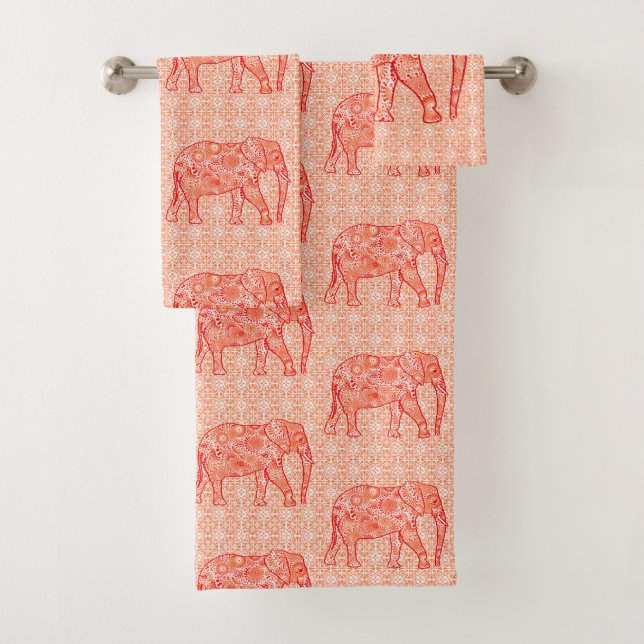 Éléphant de remous de fractale, orange et blanc de (En situation)