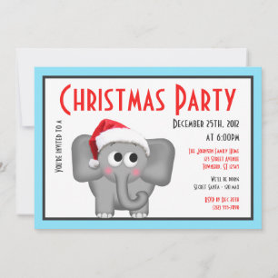 Eléphant de Santa Hat - Invitations de Noël