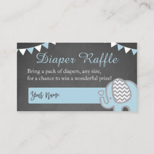 Elephant Diaper Raffle Cards für einen Jungen Begleitkarte