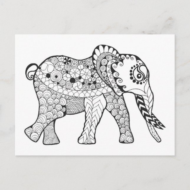 Elephant Doodle Postkarte (Vorderseite)