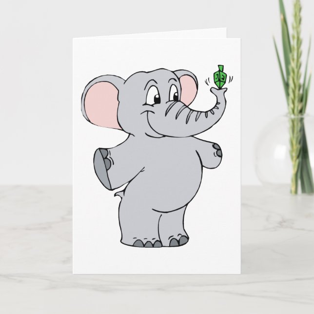 Elephant Dreidel Feiertagskarte (Vorderseite)