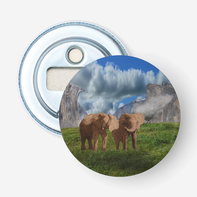 Elephant Duo Ölfarbe, Magnetflaschenöffner Flaschenöffner (Vorderseite)