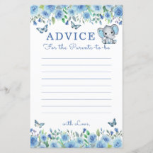 Elephant Dusty Blue Baby Shower Ratschläge für Elt