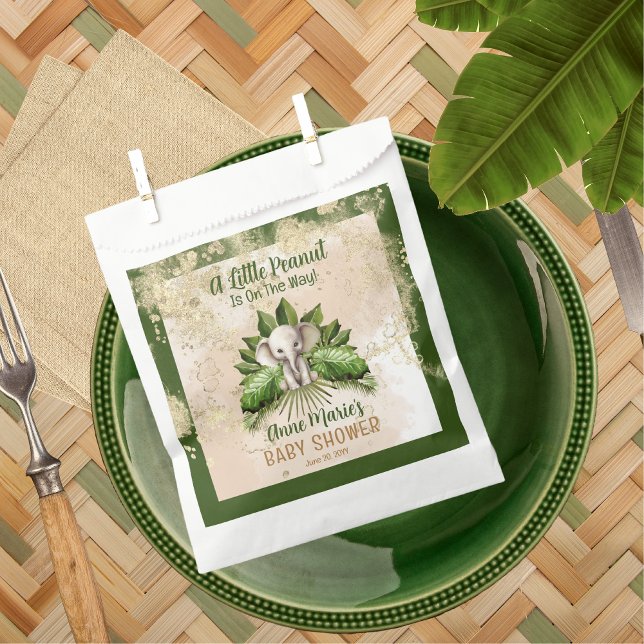 Elephant, eine kleine Erdnuss ist auf dem Weg Baby Geschenktütchen (Elephant A Little Peanut Is On The Way Baby Shower Favor Bag)