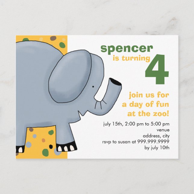 Elephant ・ Einladung zum Geburtstag (Vorderseite)