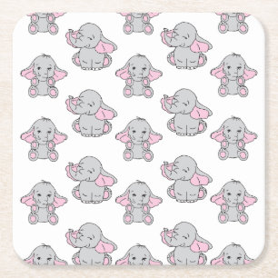 Elephant Elephant Cartoon Rechteckiger Pappuntersetzer