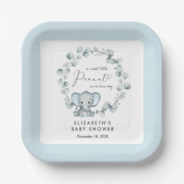 Elephant Eucalyptus Baby Boy Dusche Pappteller