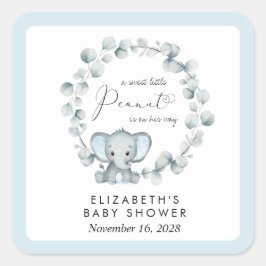 Elephant Eucalyptus Baby Boy Dusche Quadratischer Aufkleber