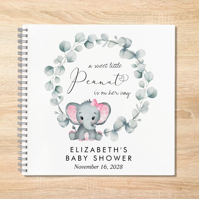 Elephant Eucalyptus Baby Girl Shower Guest Book Notizbuch (Von Creator hochgeladen)