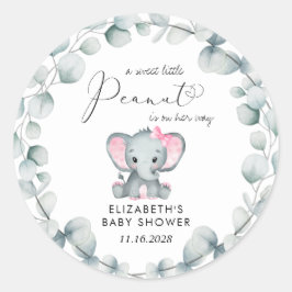 Elephant Eucalyptus Baby Girl Shower Runder Aufkleber