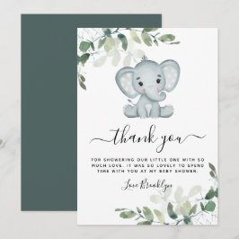 Elephant Eucalyptus Baby Shower Dankeskarte