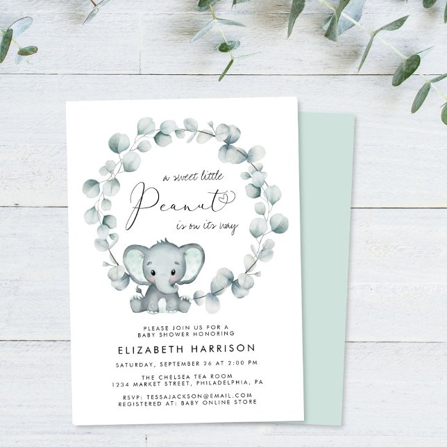 Elephant Eucalyptus Baby Shower Einladung (Von Creator hochgeladen)