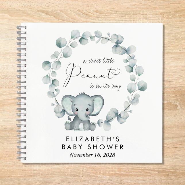 Elephant Eucalyptus Baby Shower Gästebuch Notizbuch (Von Creator hochgeladen)