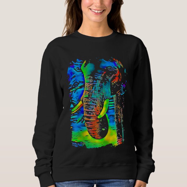Elephant Face Pop Art Sweatshirt (Vorderseite)