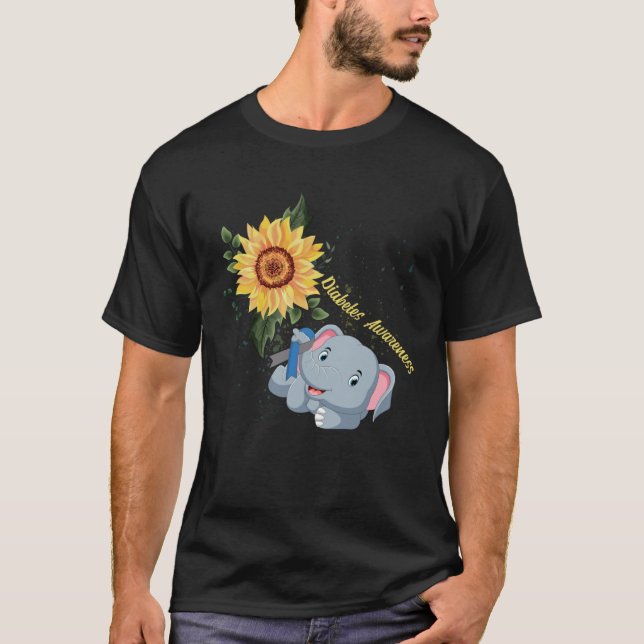 Elephant Faith Hope Fight Love Diabetes Awareness T-Shirt (Vorderseite)
