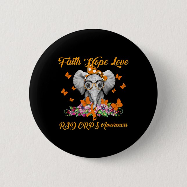 Elephant Faith Hope Liebe RSD CRPS Bewusstsein Button (Vorderseite)