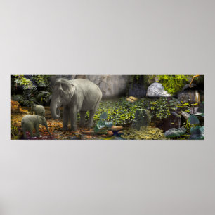 ELEPHANT FAMILY "GRÜNES ZIMMER" POSTER