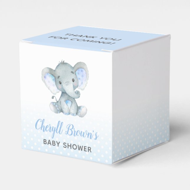 Elephant Favor Box - Boy Baby Shooter Niedlich Geschenkschachtel (Vorderseite)