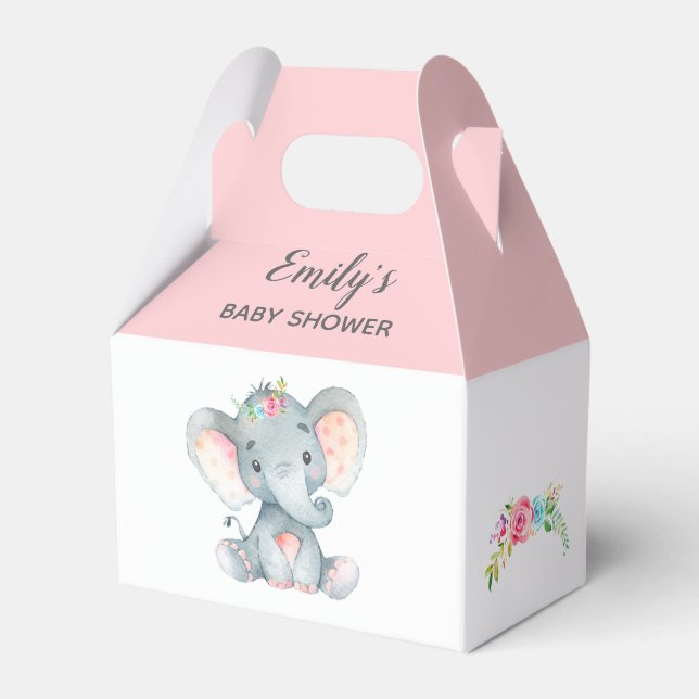 Elephant Fevor Box (Girl Baby Shower / Birthday) Geschenkschachtel (Vorderseite)