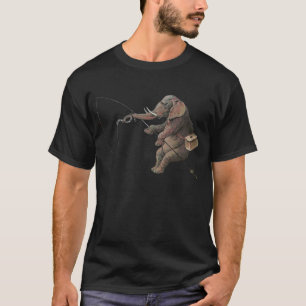 Elephant Fischer Fishing Illustration T-Shirt