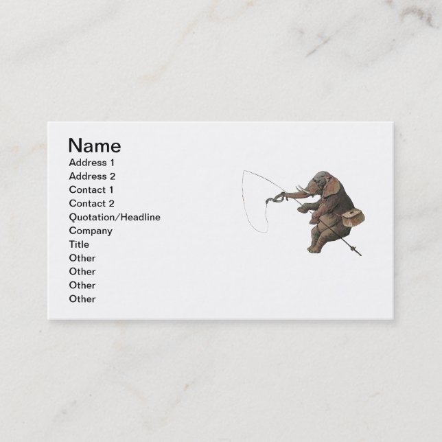 Elephant Fischer Fishing Illustration Visitenkarte (Vorderseite)