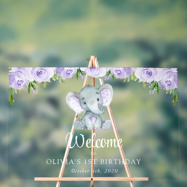 Eléphant, Fleurs violettes, Accueil pour le premie (Neutre)