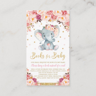 Elephant Floral Baby Dusche bringen ein Buch Begleitkarte