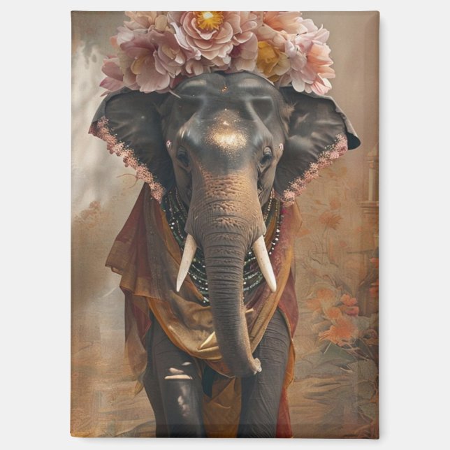 Elephant Floral Harmony Magnet (Vorderseite)