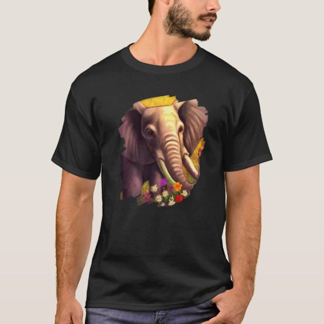 Elephant Flowers Cute Painting Flower Elephant  1 T-Shirt (Vorderseite)