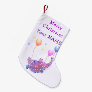 Elephant Flying Christmas Strumpf Individuelle Nam Kleiner Weihnachtsstrumpf