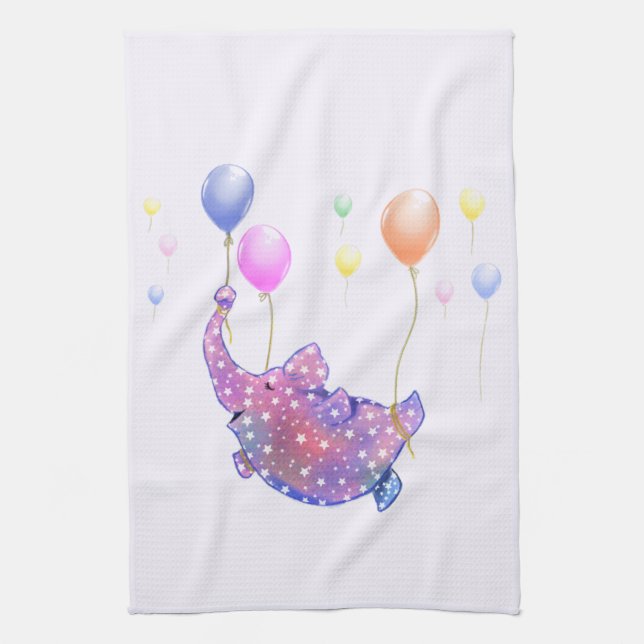 Elephant Flying Kitchen Handtuch farbenfrohe Ballo (Vertikal)