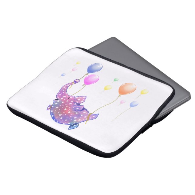 Elephant Flying Laptop Sleeve farbenfrohe Balloons (Vorne Oben)