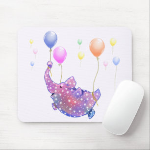 Elephant Flying mit farbenfrohen Balloons Mouse Pa Mousepad