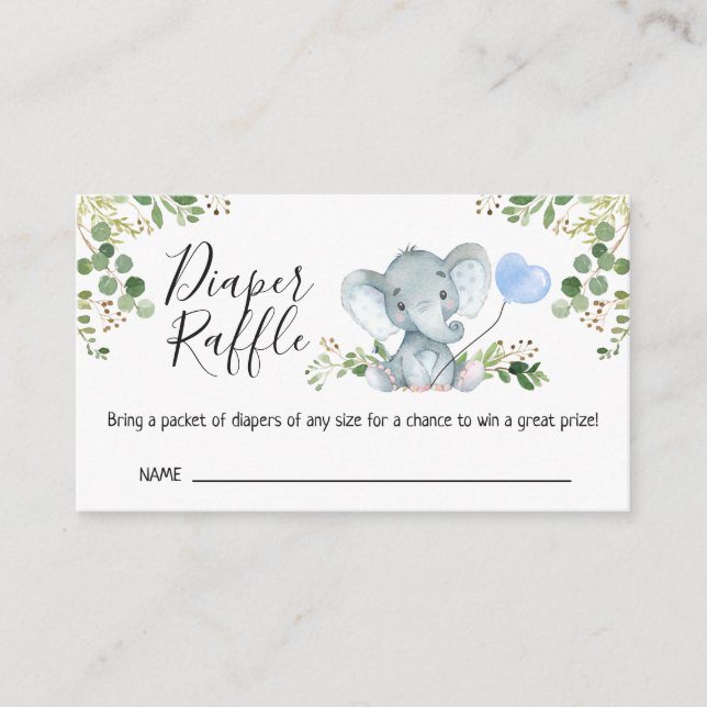 Elephant Foliage Baby Duwer Diaper Begleitkarte (Vorderseite)