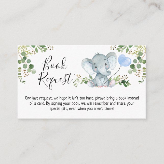 Elephant Foliage Baby Shower Book Anfrage Begleitkarte (Vorderseite)