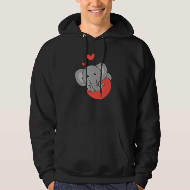 Elephant For Valentine s Day Cute Animals With Hea Hoodie (Vorderseite)