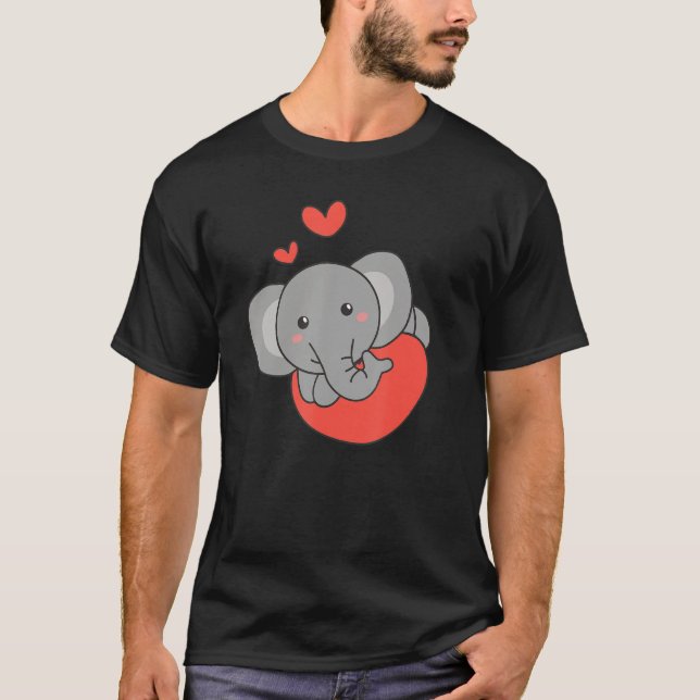Elephant For Valentine s Day Cute Animals With Hea T-Shirt (Vorderseite)
