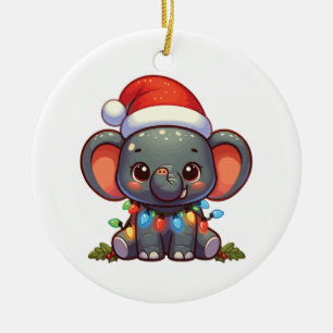 Elephant frohe Weihnachts-Wintertiere Elefanten Keramik Ornament