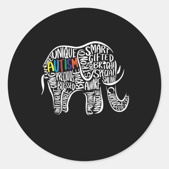 Elephant für Autismus Runder Aufkleber (Vorderseite)