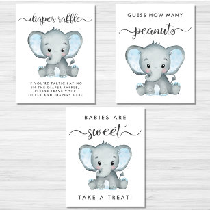 Elephant Games Favoriten Baby Boy Shower Poster Se Bilderwand Sets