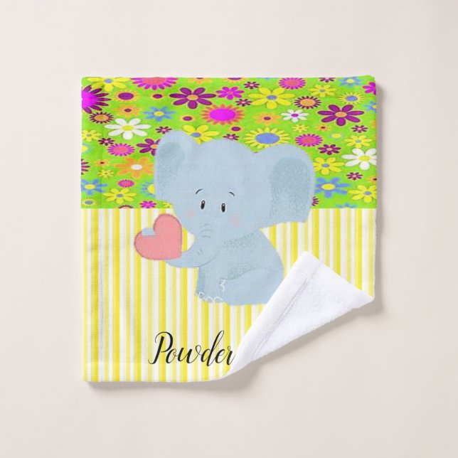 Elephant Gelb Streifen Badezimmer Handtuchhalter S Badhandtuch Set (Waschlappen)