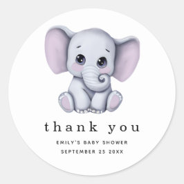 Elephant Gender Neutral Baby Dusche Vielen Dank Runder Aufkleber