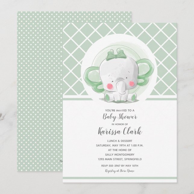 Elephant Gender Neutral Baby Shower Einladungen (Vorne/Hinten)
